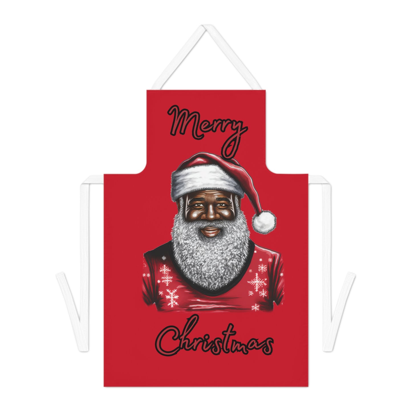 Black Santa-Adult Apron (AOP) (Dk Red)