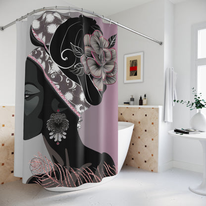 Queen Feather Shower Curtain with Floral Design - Stylish Bathroom Decor for Modern Homes