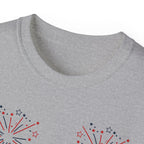 4th of July Fireworks Tee - "Happy 4th of July" Patriotic Cotton Shirt