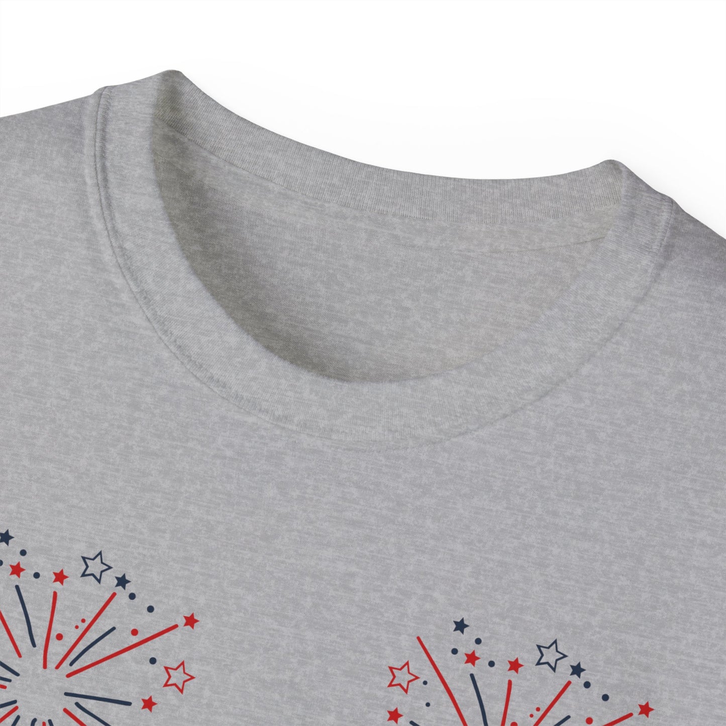 4th of July Fireworks Tee - "Happy 4th of July" Patriotic Cotton Shirt