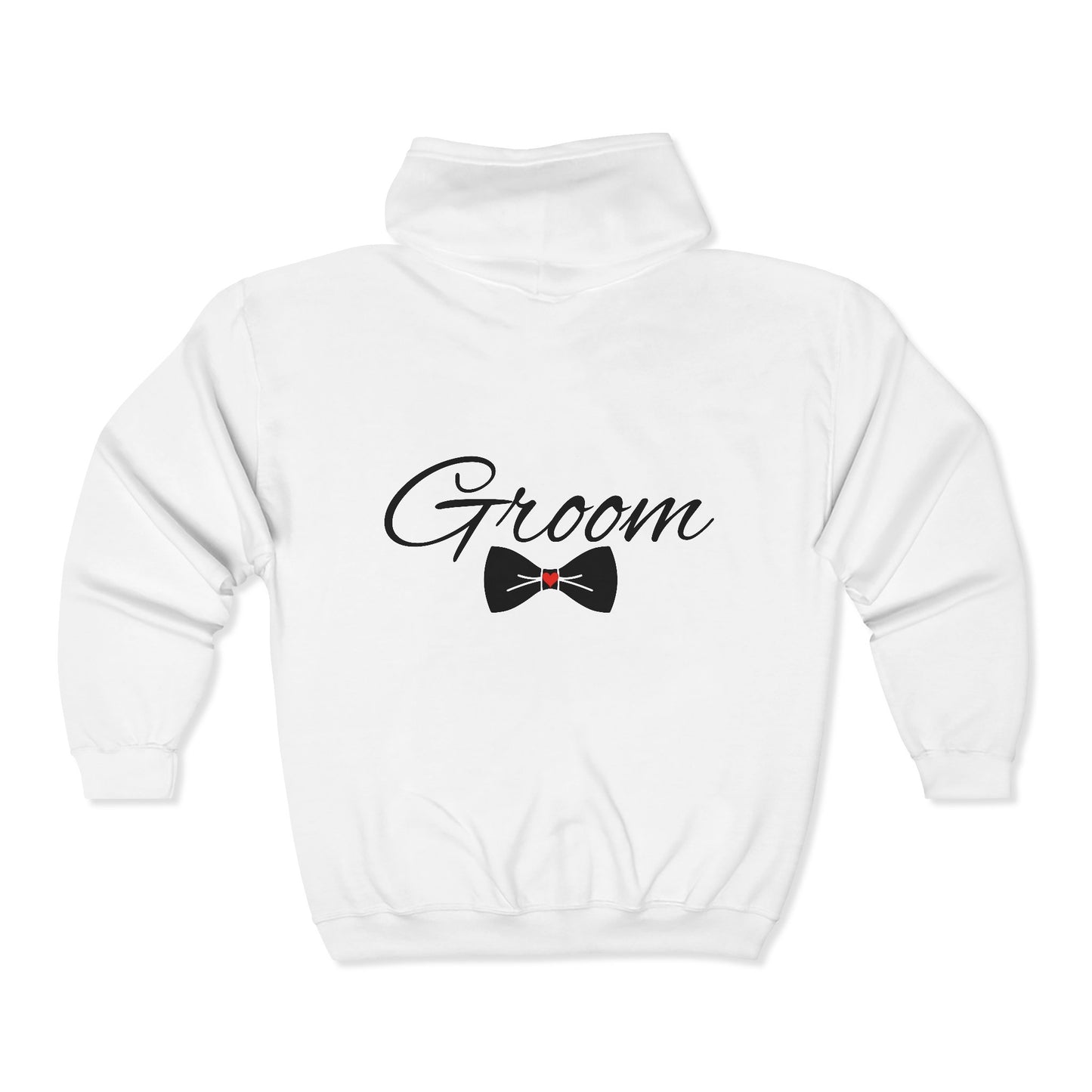 Groom Zip-Up Hoodie — "I Said Yes" Front & Bow Tie Back Wedding Jacket
