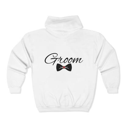 Groom Zip-Up Hoodie — "I Said Yes" Front & Bow Tie Back Wedding Jacket