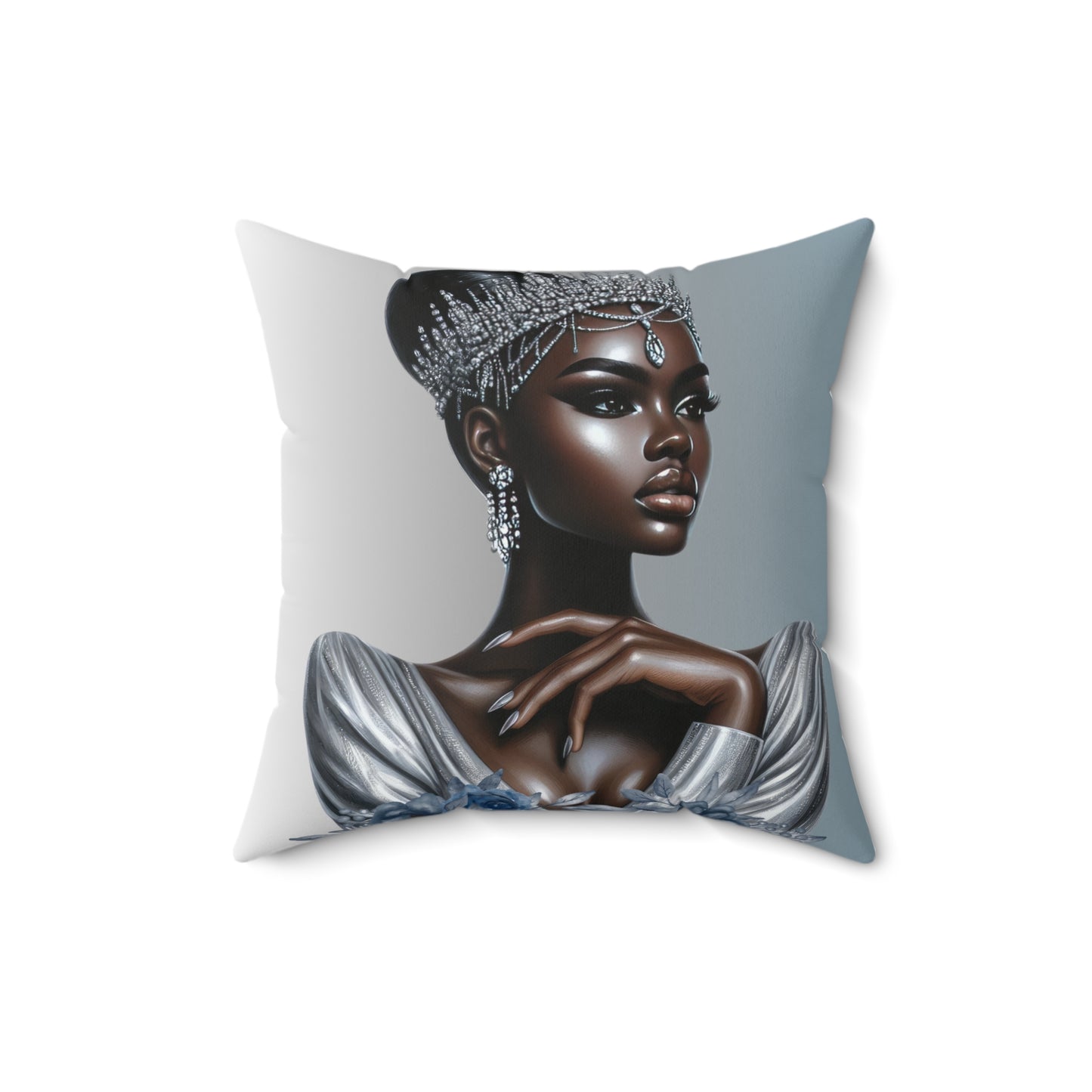Silver-Spun Polyester Square Pillow