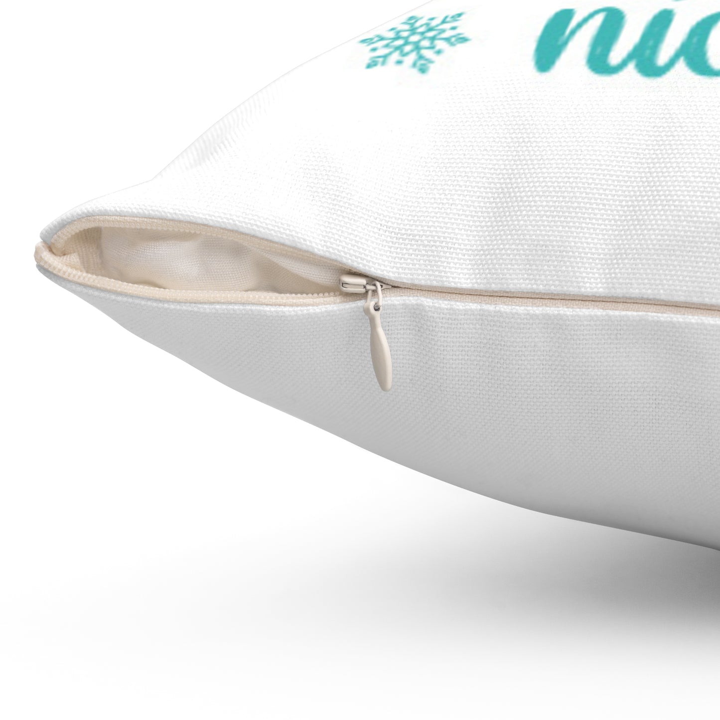 Naughty Feels Nice Blue-Spun Polyester Square Pillow (white)