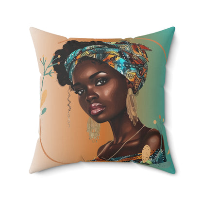 Teal-Spun Polyester Square Pillow