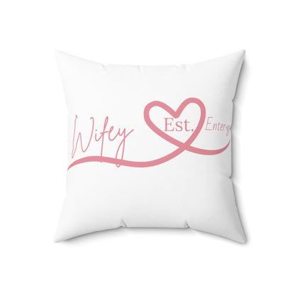 Wifey Est. Heart Decorative Pillow — Romantic Newlywed Anniversary Accent