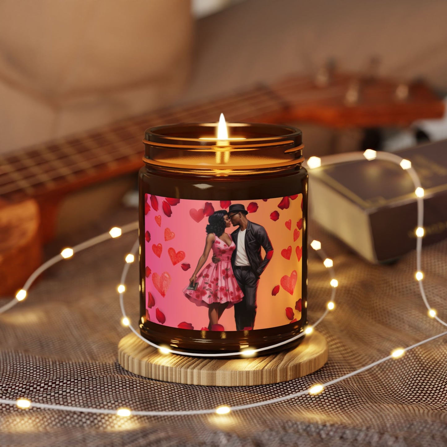 Hearts and Flowers- Scented Soy Candle (Multi-Size, Amber Jar)