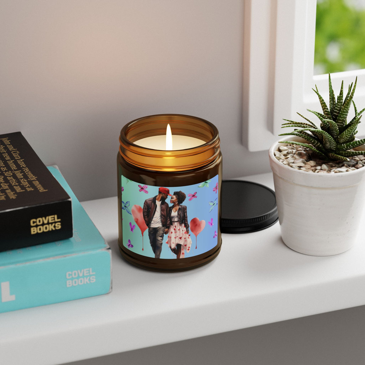 Butterfly-Scented Soy Candle (Multi-Size, Amber Jar)