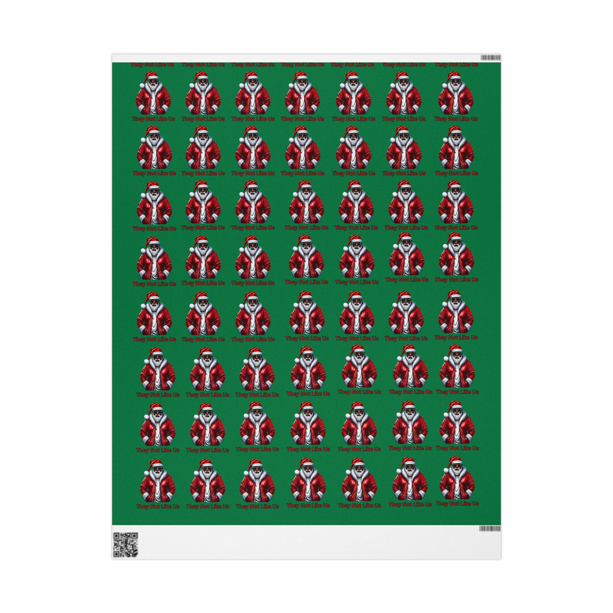 They Not Like Us (Green) Wrapping Paper, Christmas Gift Wrap, Santa Design for Gifts, Eco-Friendly, Holiday Decor, Stocking Stuffers