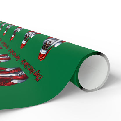 They Not Like Us (Green) Wrapping Paper, Christmas Gift Wrap, Santa Design for Gifts, Eco-Friendly, Holiday Decor, Stocking Stuffers