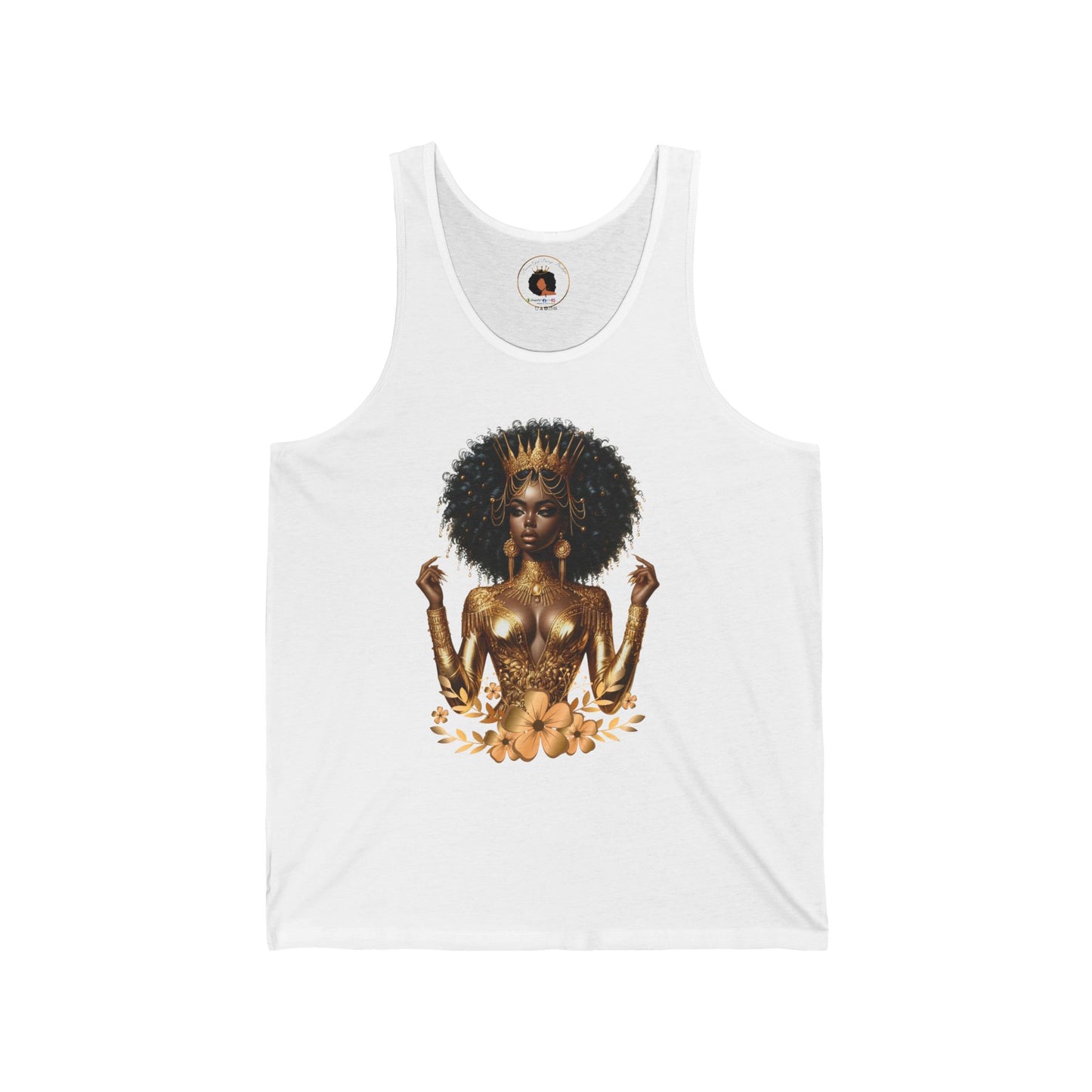 Golden Goddess Unisex Jersey Tank - Afrocentric Graphic Tank Top