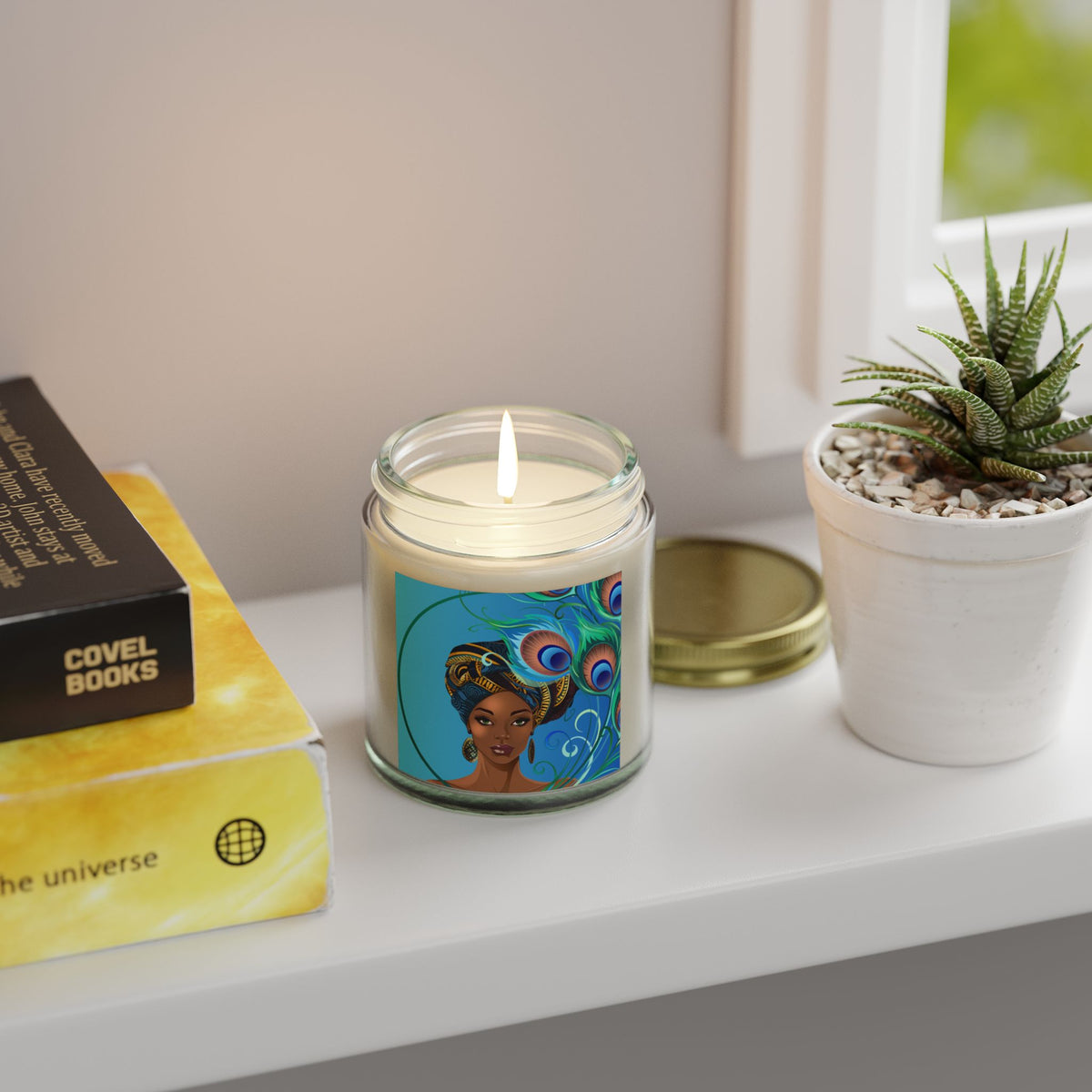 Peacock-Scented Candles, Coconut Apricot Wax (4oz, 9oz)
