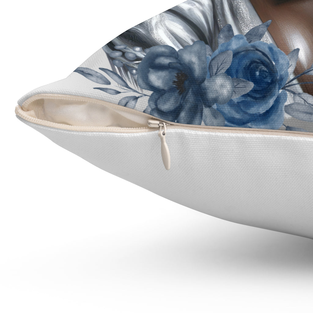 Silver-Spun Polyester Square Pillow