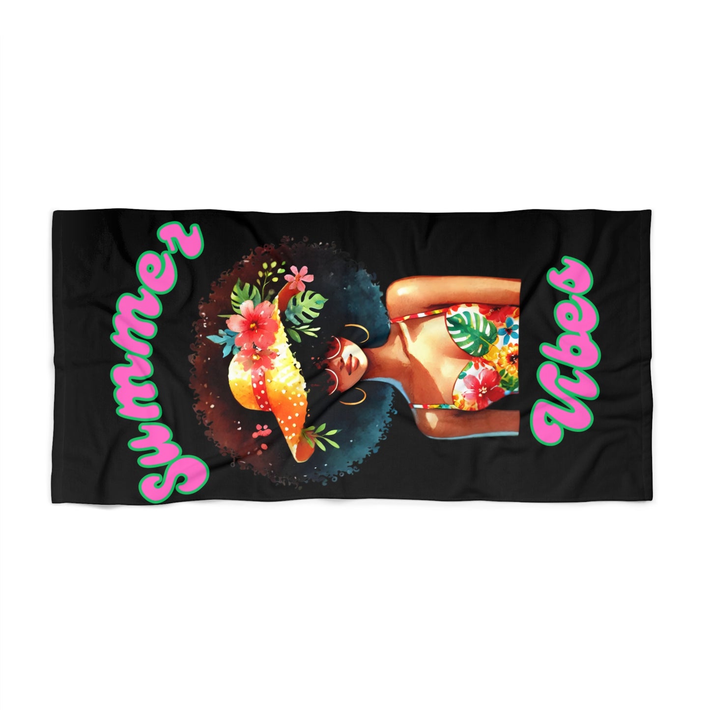 Vibrant Summer Vibes Beach Towel 2-Black