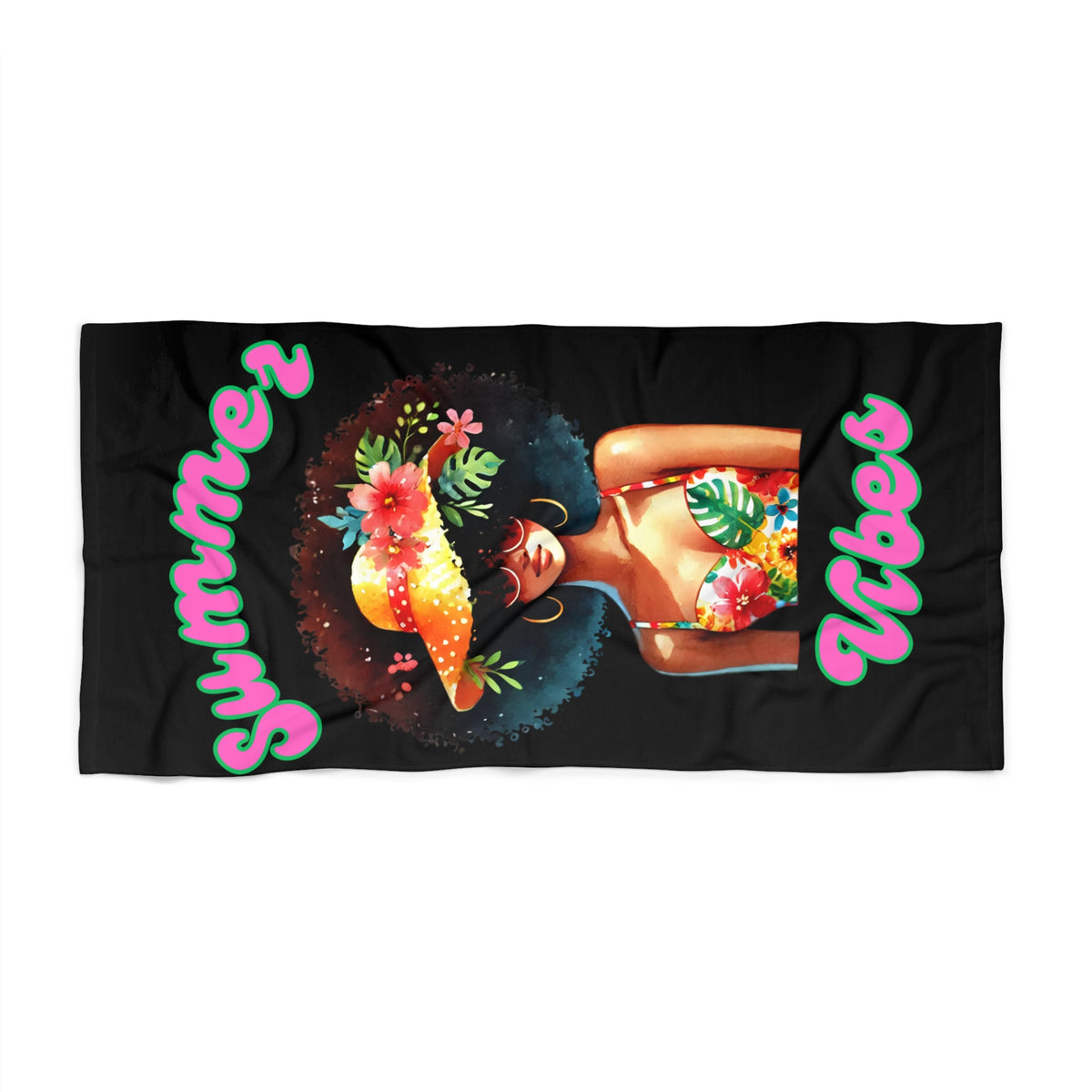 Vibrant Summer Vibes Beach Towel 2-Black