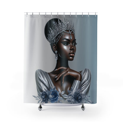 Silver Shower Curtain - African American Queen Design