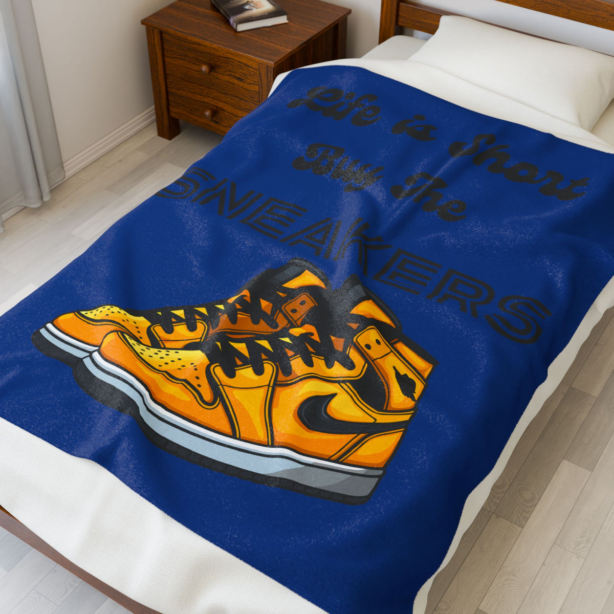 Life is Short Buy The Sneakers Velveteen Blanket