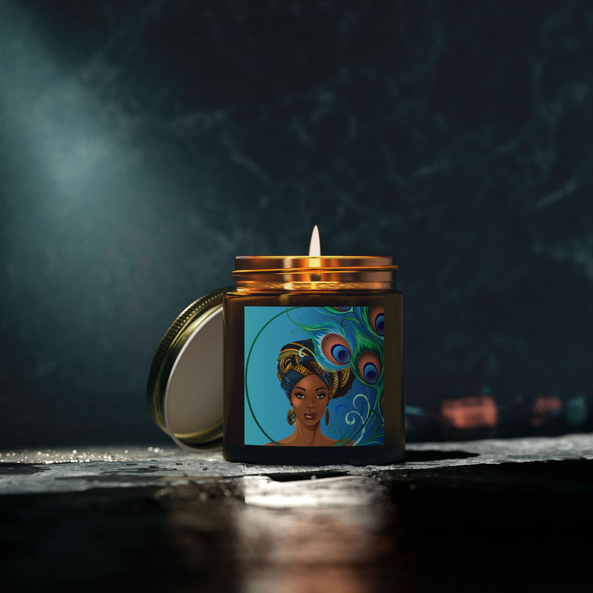 Peacock-Scented Candles, Coconut Apricot Wax (4oz, 9oz)