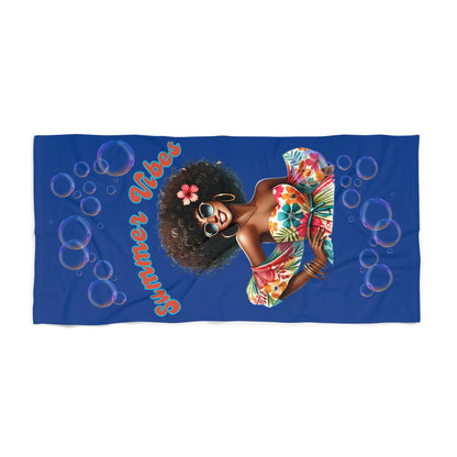 Vibrant Summer Vibes Beach Towel 1-Dk Blue
