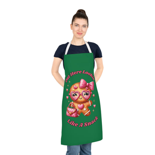 Lookin Like A Snack-Adult Apron (AOP) (Dk Green)
