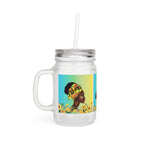 Queen Sunflower Mason Jar with Straw