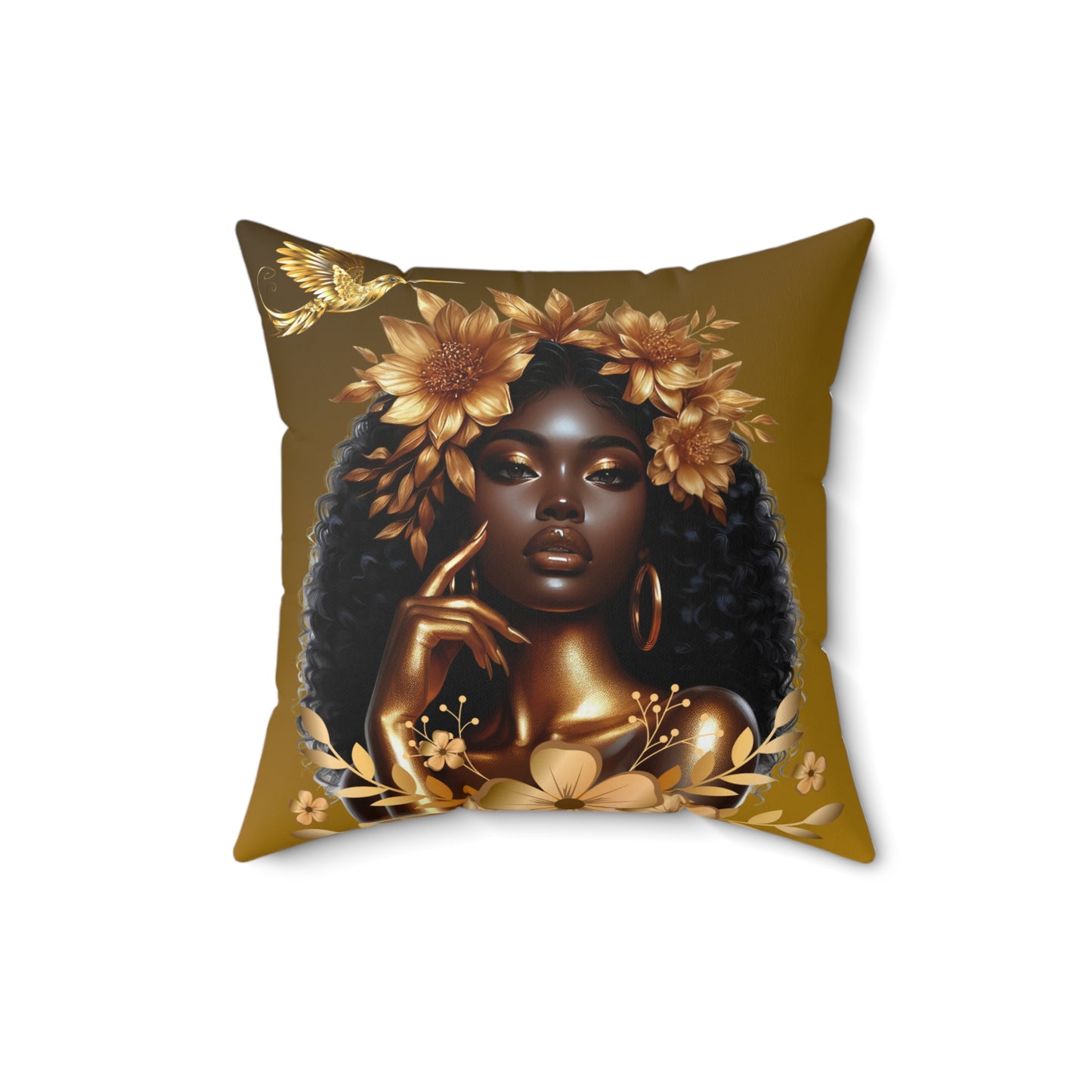 Hummingbird-Spun Polyester Square Pillow