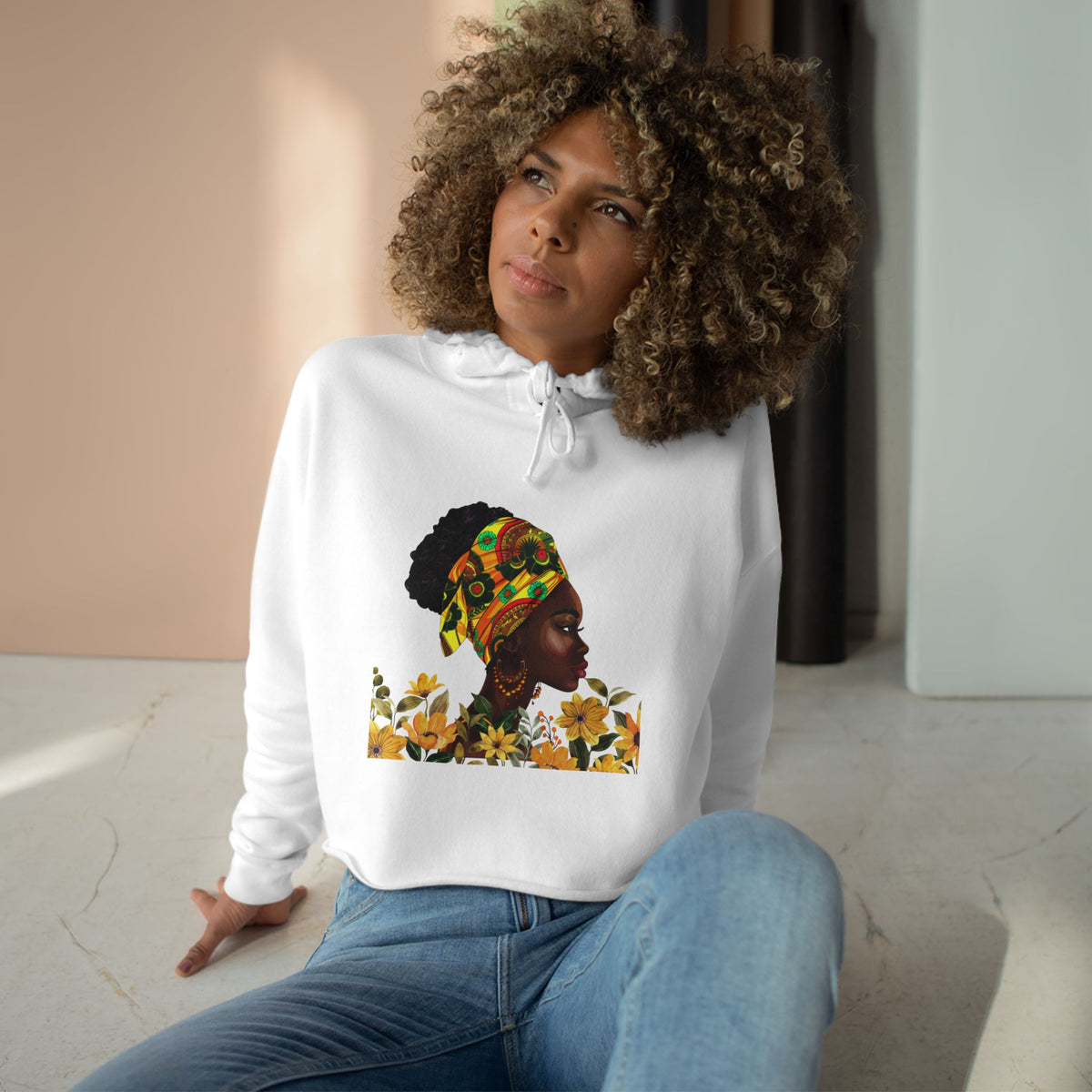 Queen Sunflower Crop Hoodie