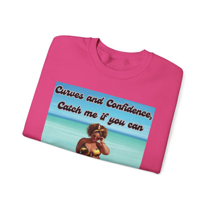 Curves and Confidence Catch Me If You Can Sweatshirt, Unisex Crewneck Sweatshirt
