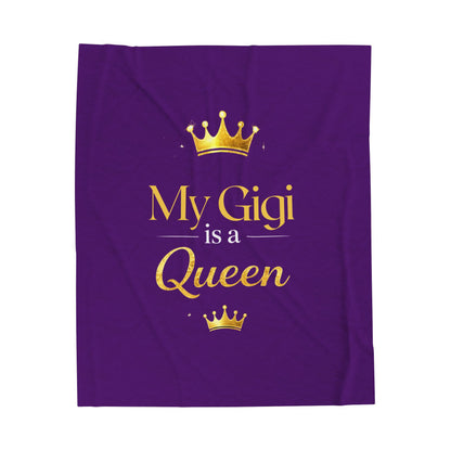 My Gigi Is a Queen Velveteen Plush Blanket — Soft Purple Royal Gift for Grandma
