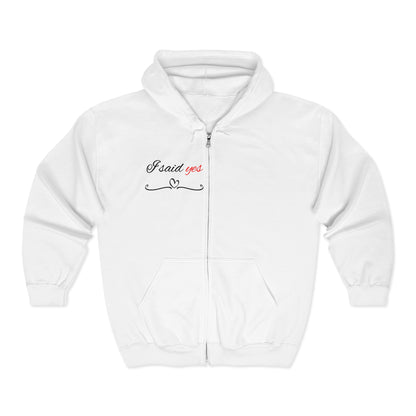 Groom Zip-Up Hoodie — "I Said Yes" Front & Bow Tie Back Wedding Jacket
