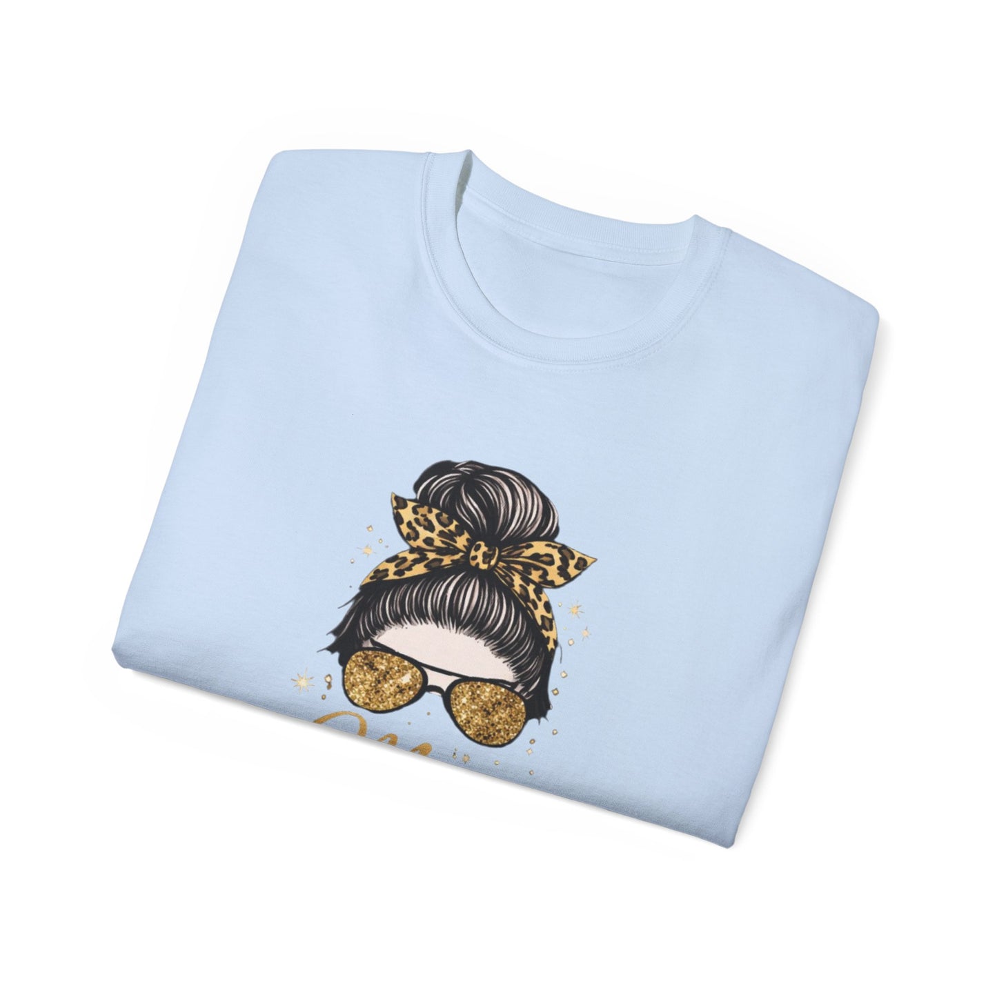 Mom Life Tee — Leopard Bun Graphic Cotton T‑Shirt