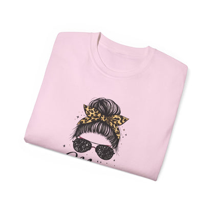Mom Life Tee — Leopard Bandana Messy Bun Graphic Shirt for Moms