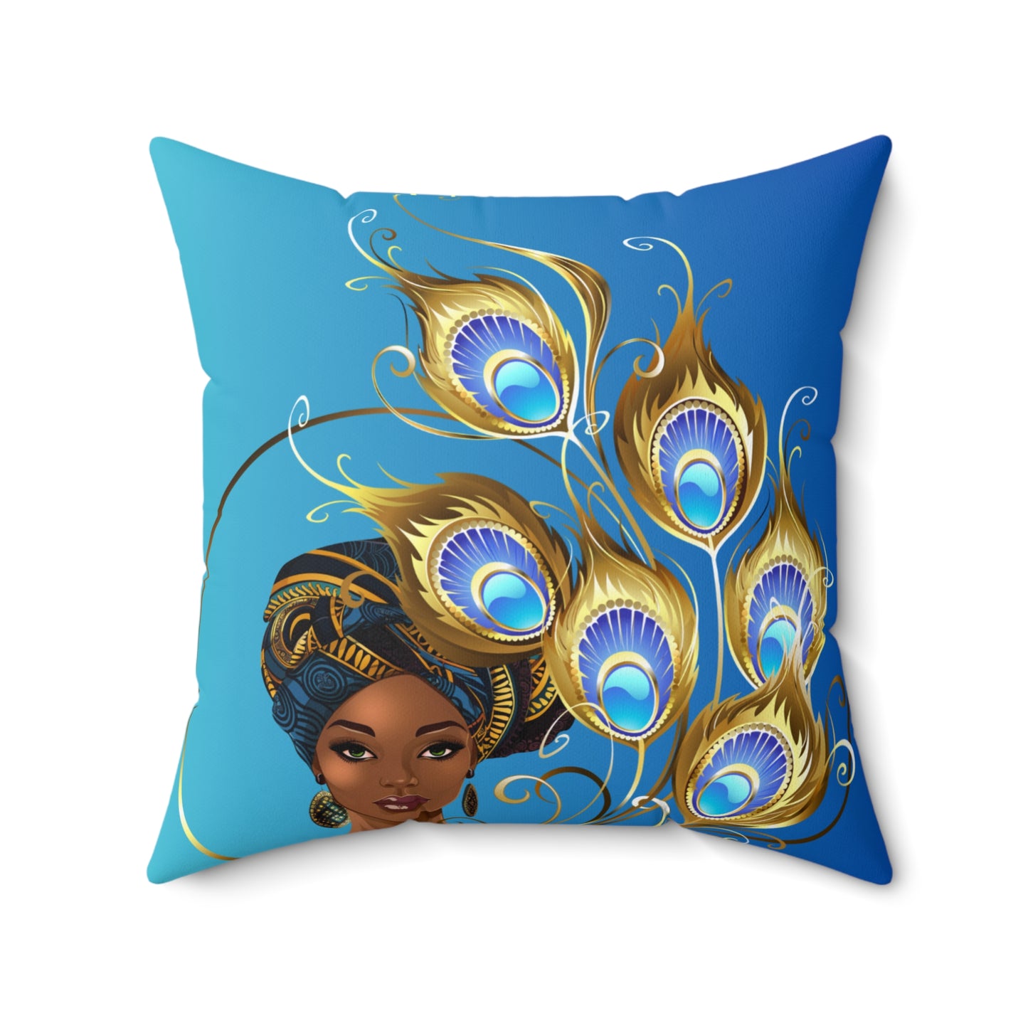 Peacock-Spun Polyester Square Pillow