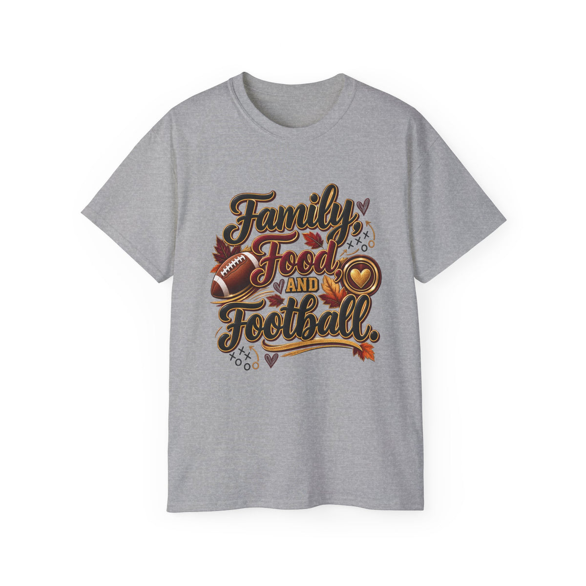 Family, Food and Football T-Shirt — Thanksgiving Game Day Family Tee