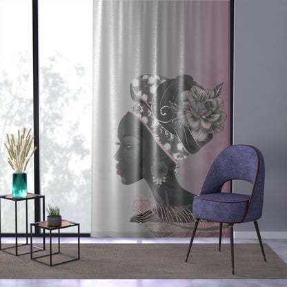 Queen Feather Elegant African Woman Window Curtain