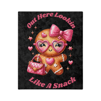 Lookin Like A Snack 1-Velveteen Microfiber Blanket (Black)