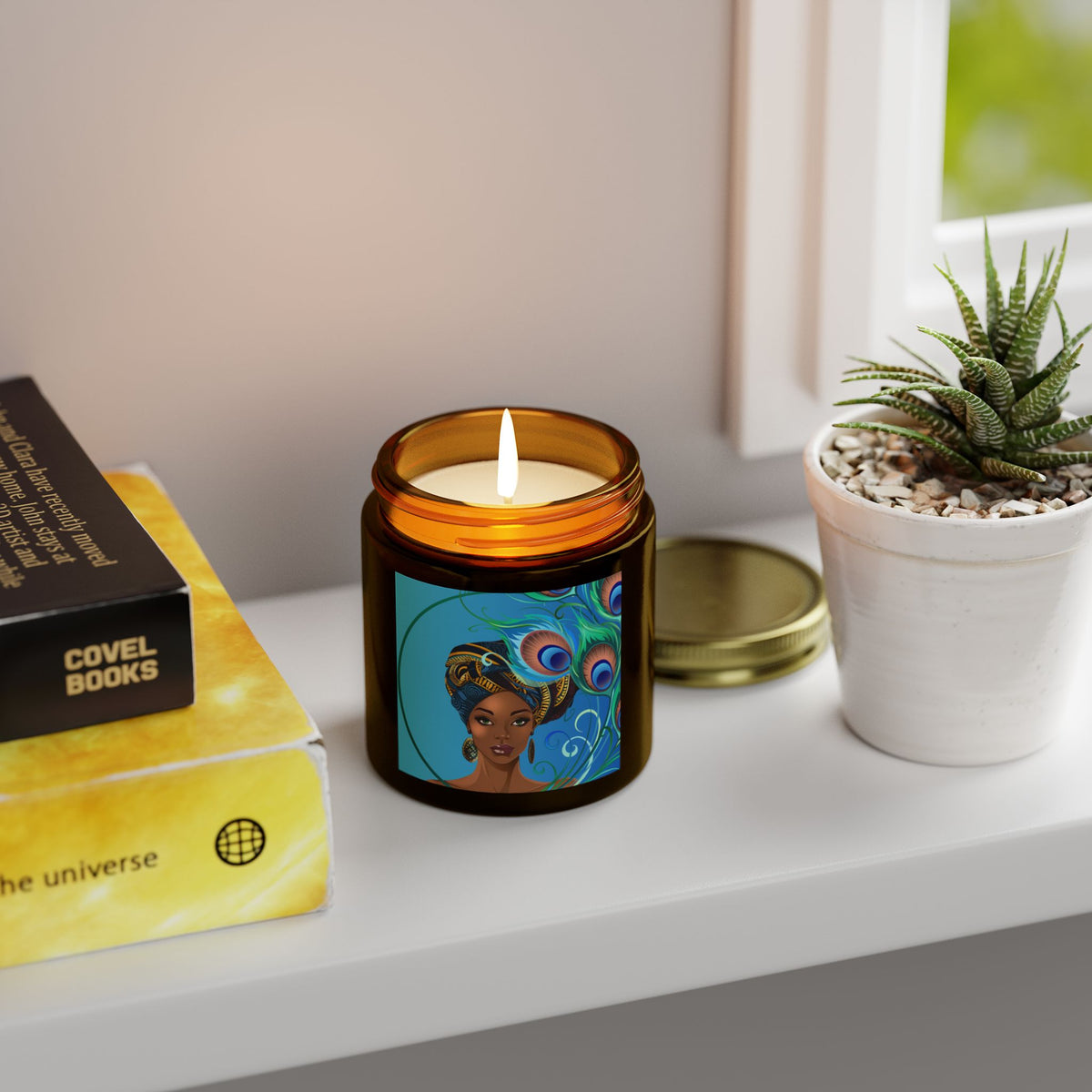 Peacock-Scented Candles, Coconut Apricot Wax (4oz, 9oz)
