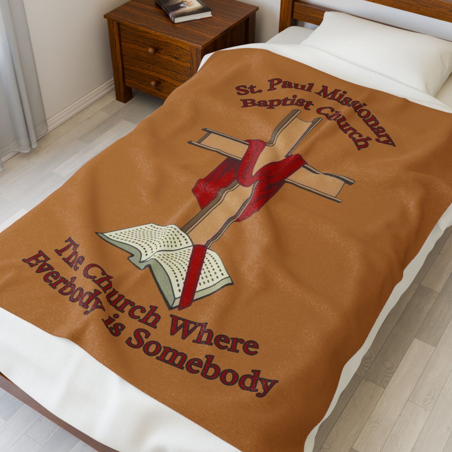 Church Cross Blanket —Light Brown