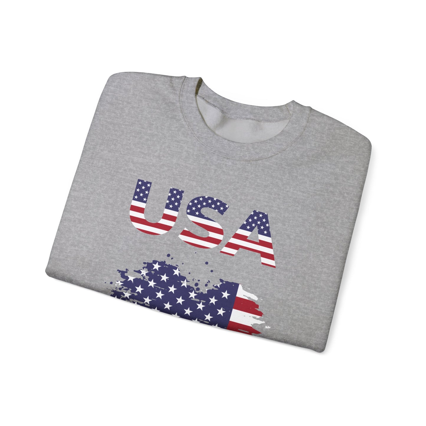 USA Flag Heart Crewneck Sweatshirt — Patriotic American Graphic Pullover