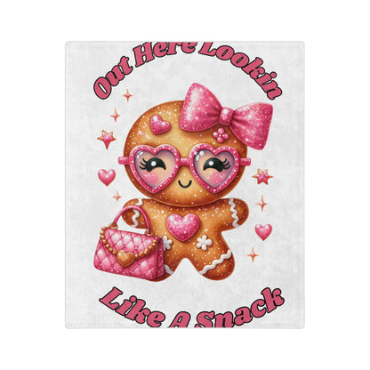 Lookin Like A Snack 1-Velveteen Microfiber Blanket (White)