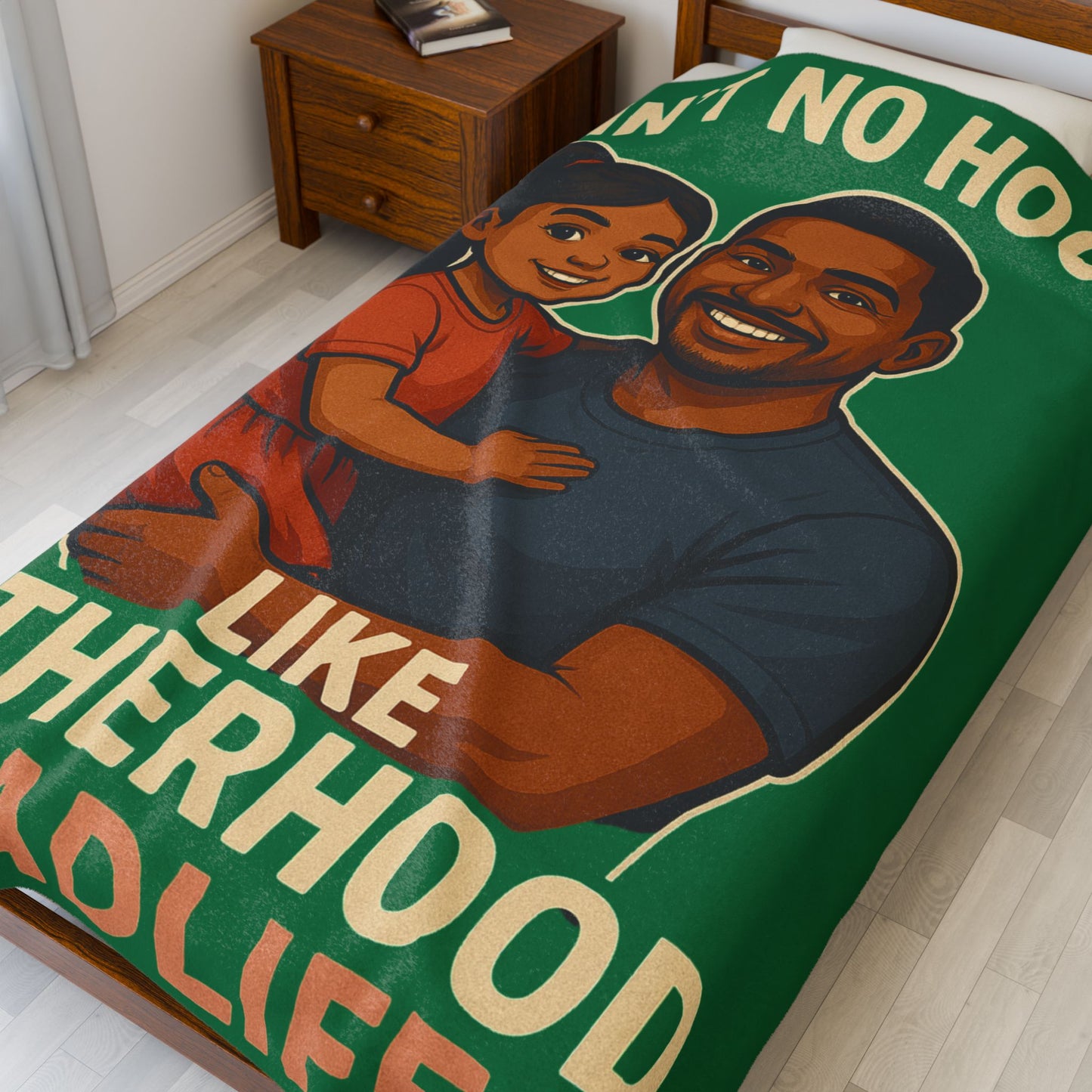 Fatherhood-Hispanic-Dk Green Velveteen Blanket