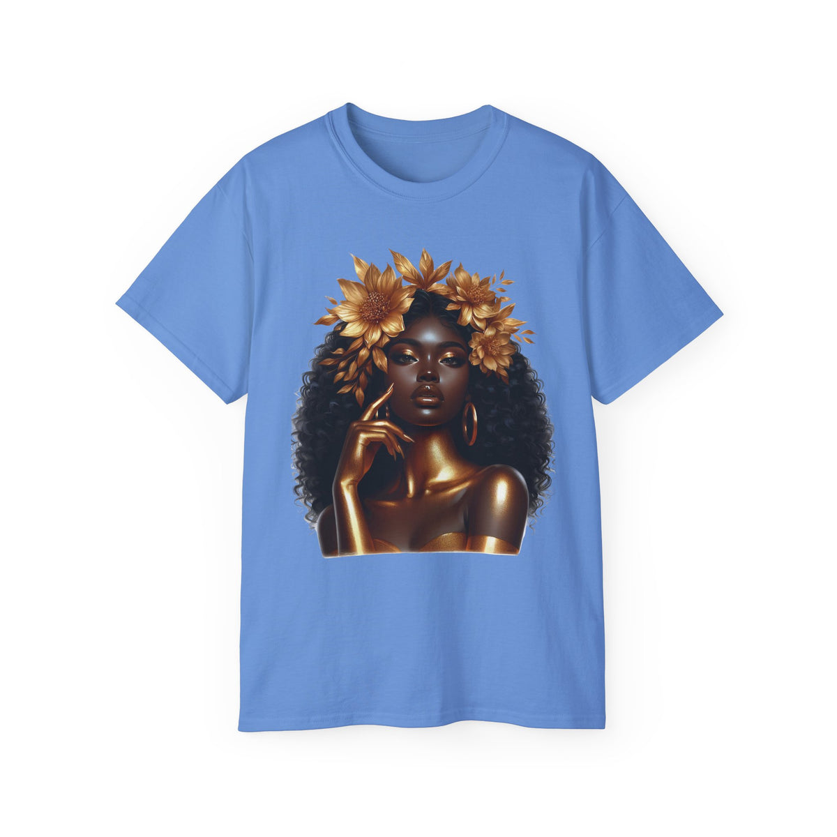 Queen Hummingbird Unisex Ultra Cotton Tee - Black Queen with Floral Design