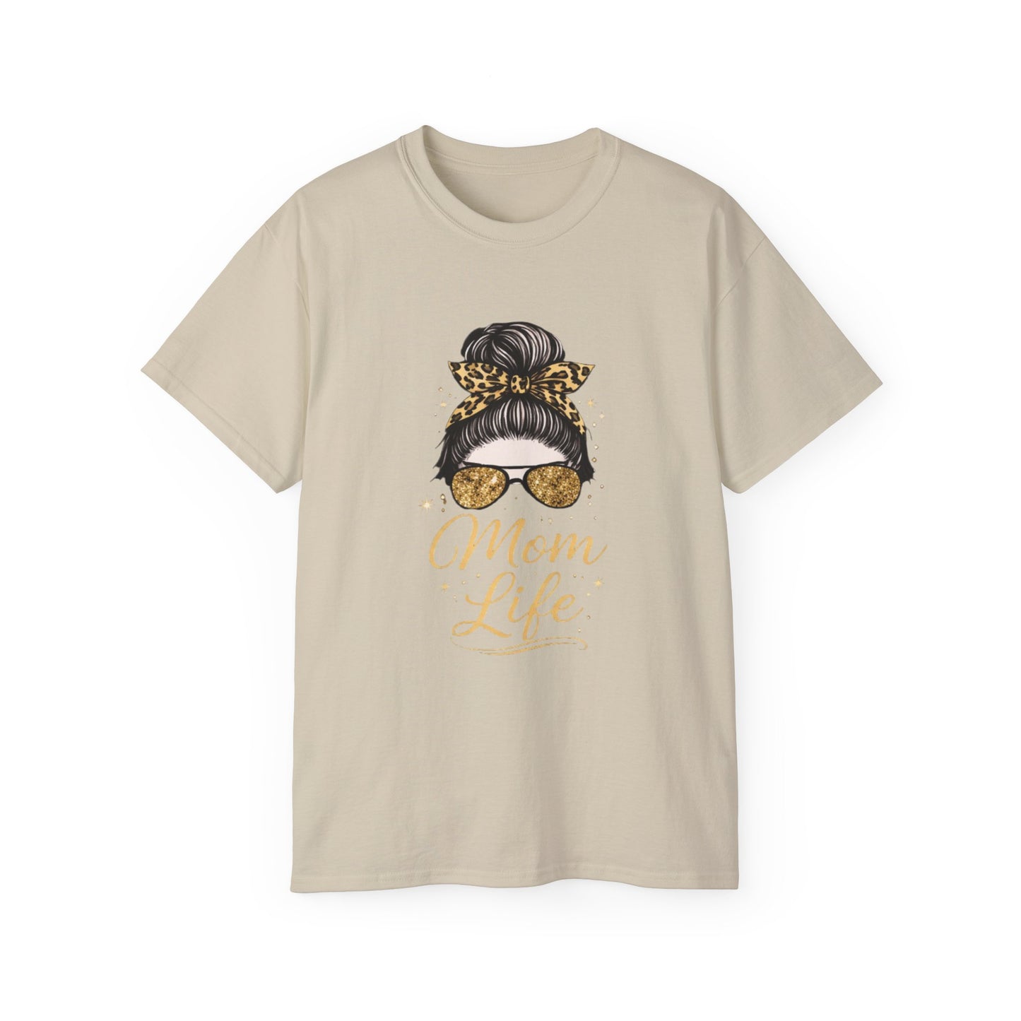 Mom Life Tee — Leopard Bun Graphic Cotton T‑Shirt
