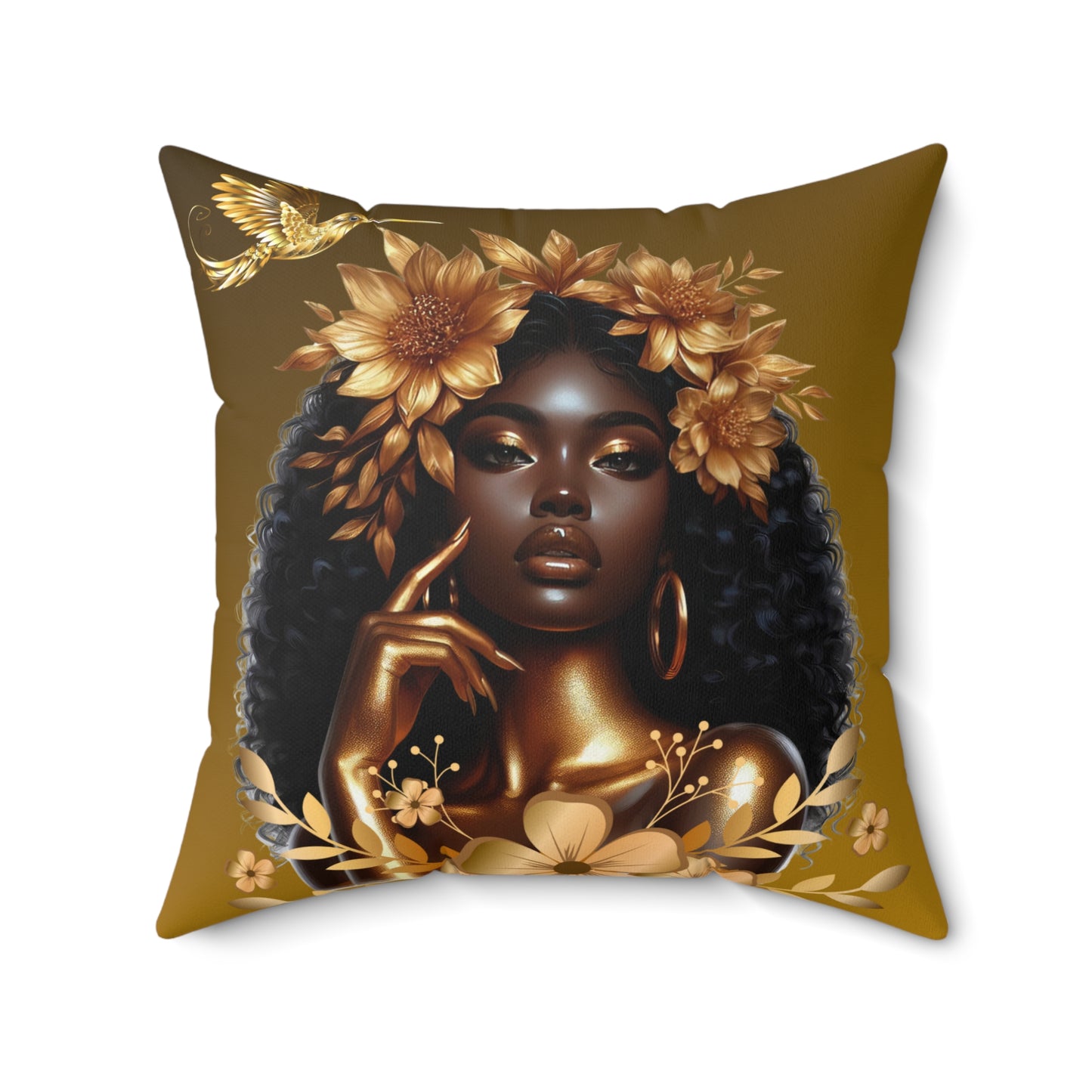 Hummingbird-Spun Polyester Square Pillow