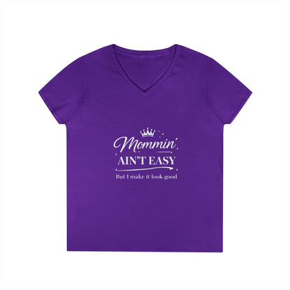 Mommin' Ain't Easy Women's V-Neck T-Shirt — Funny Mom Life Tee