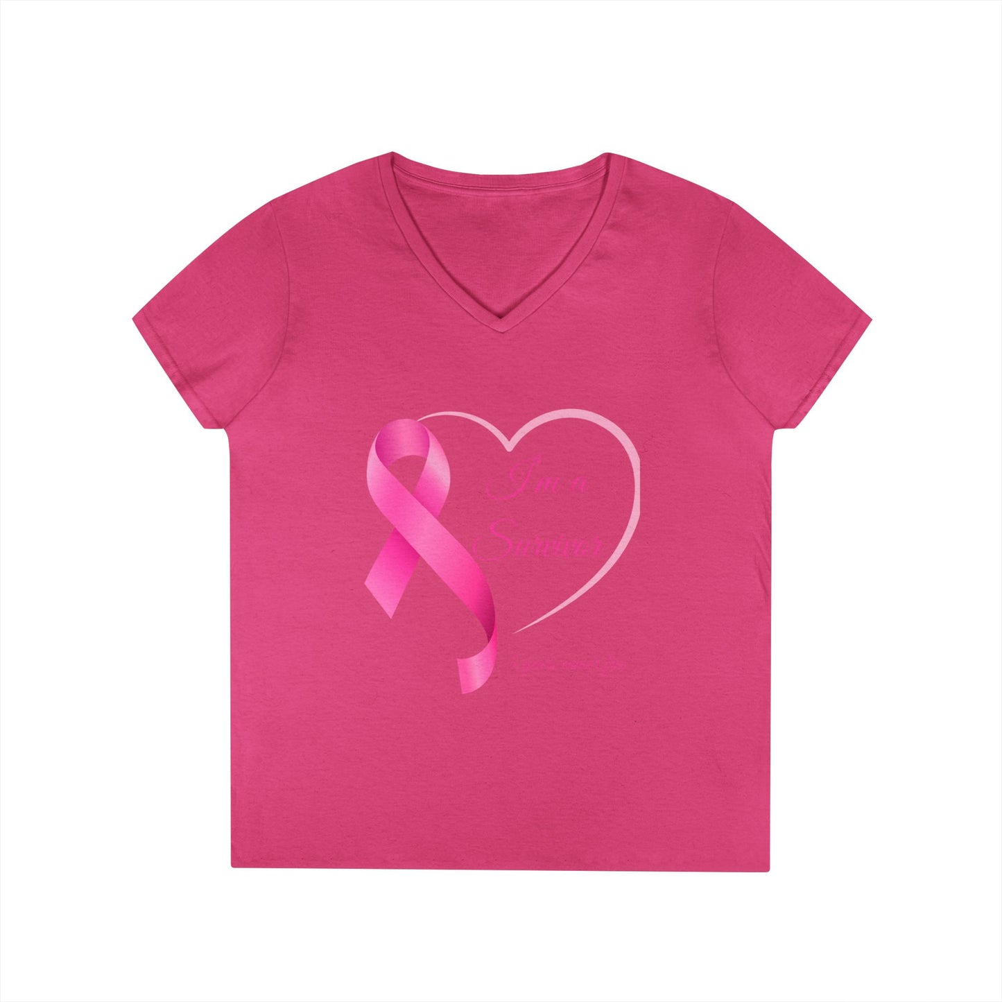 Breast Cancer Awareness V-Neck T-Shirt, Survivor Gift, Supportive Tee, Gift for Her, Awareness Month Apparel