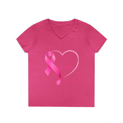 Breast Cancer Awareness V-Neck T-Shirt, Survivor Gift, Supportive Tee, Gift for Her, Awareness Month Apparel