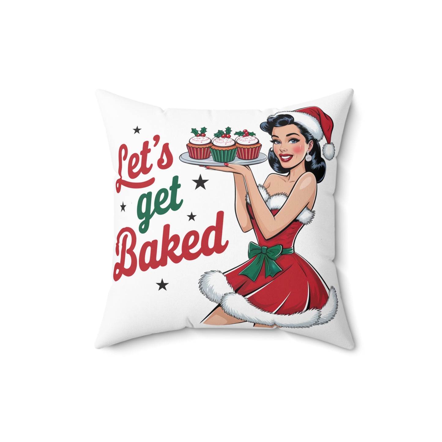 Let's Get Baked-Spun Polyester Square Pillow (White)