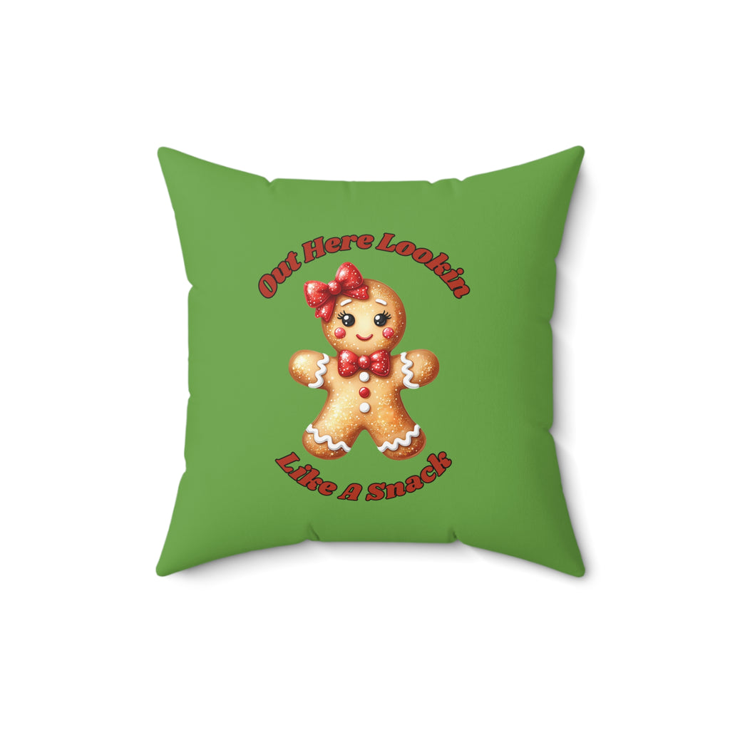 Out Here Lookin Like A Snack 2-Spun Polyester Square Pillow (Lt Green)