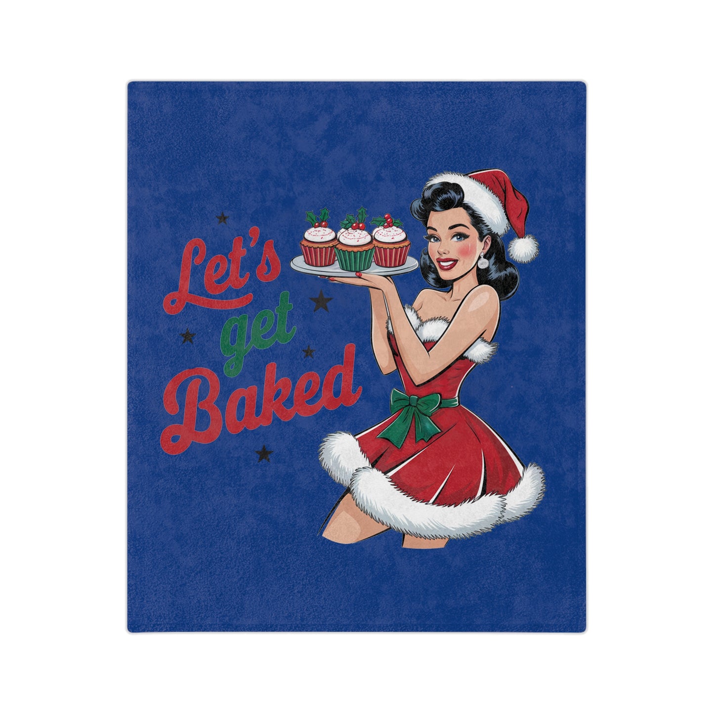 Let's Get Baked-Velveteen Microfiber Blanket (Dk Blue)